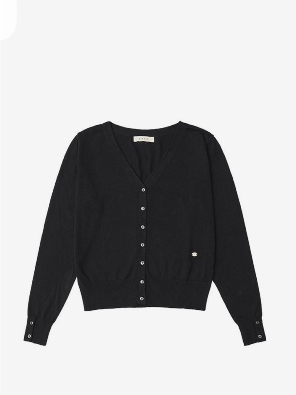 Zara Black V-Neck Button-Front Cardigan with Faux Crystal Flower Buttons